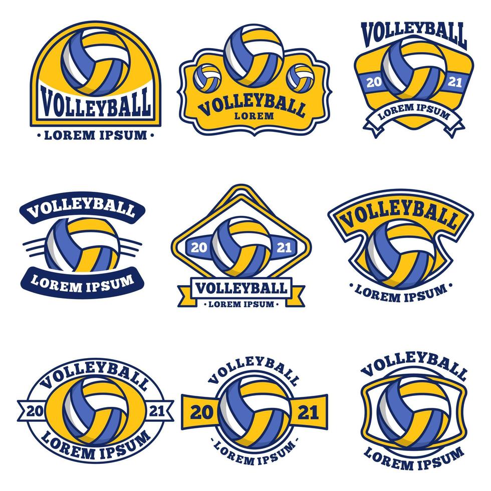 Colecciones de conjuntos de emblemas de logotipos de voleibol vector