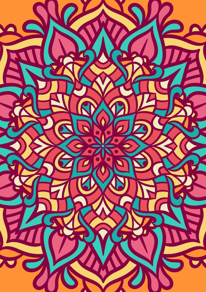 Ethnic Mandala Round Ornament Pattern With Colorful vector