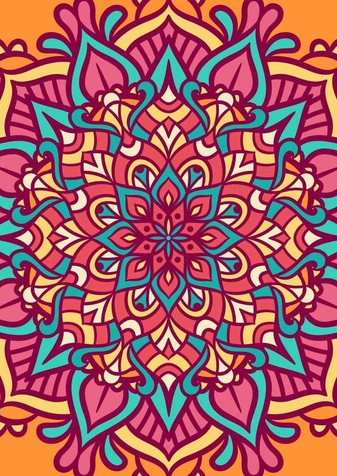 patrón de ornamento redondo de mandala étnico con colorido vector