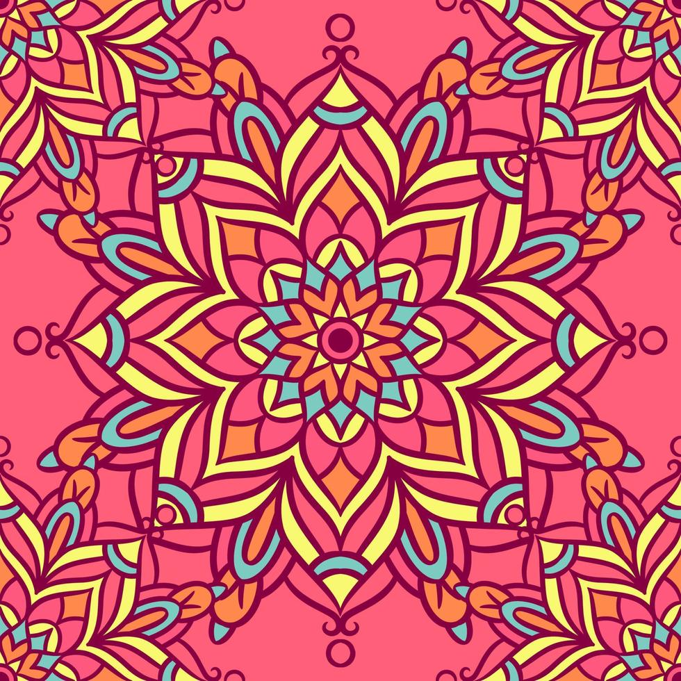 Mandala Round Ornament Seamless Pattern vector