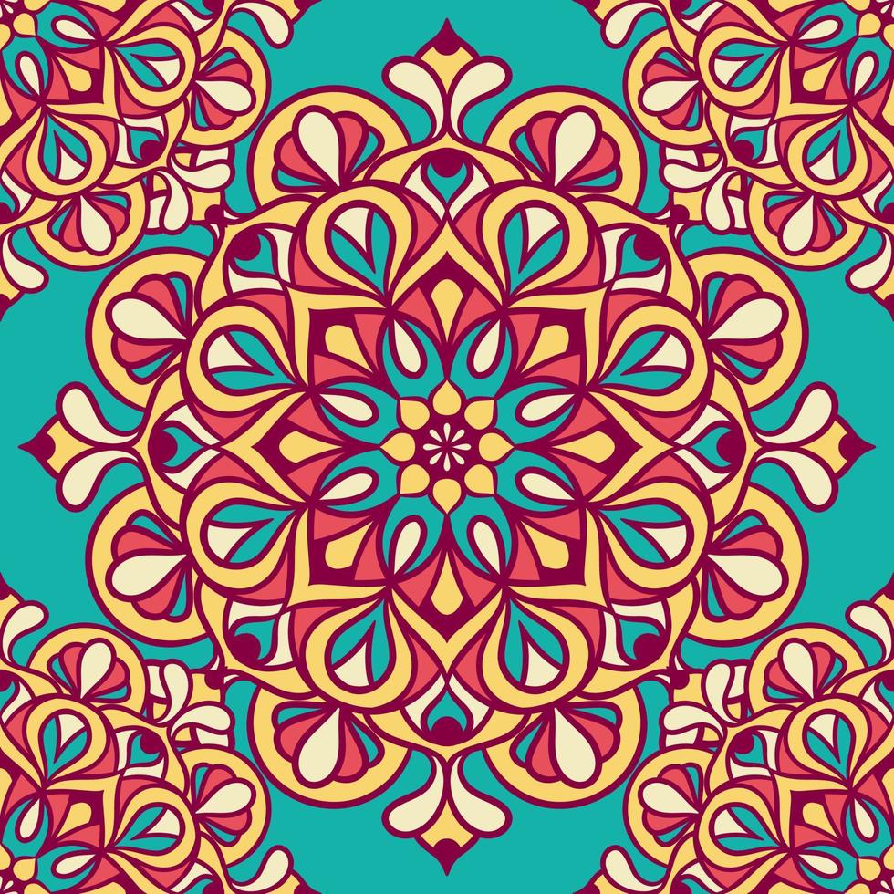 Mandala Round Ornament Seamless Pattern vector