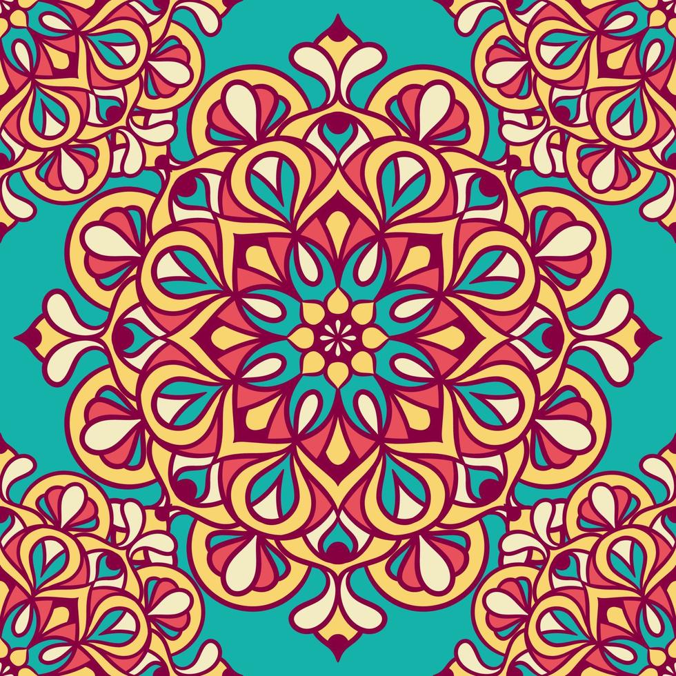 Mandala Round Ornament Seamless Pattern vector