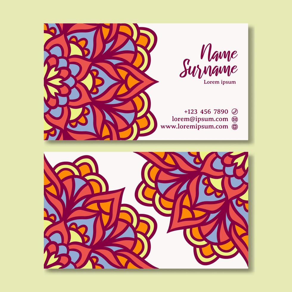 Vintage business card with mandala design template vector