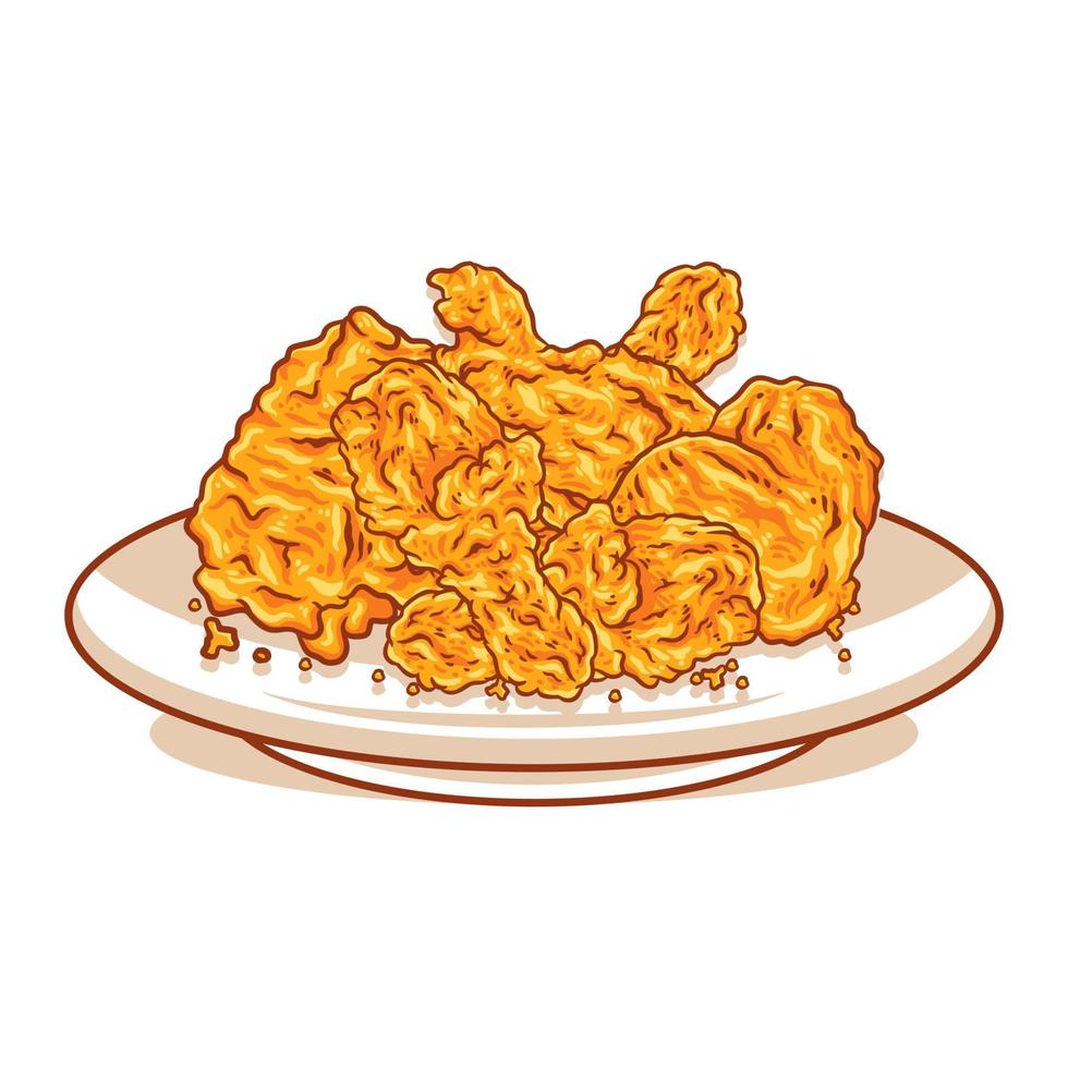Ilustración de vector de pollo frito crujiente