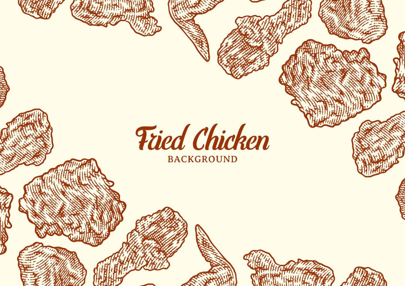 Crispy fried chicken background template vector