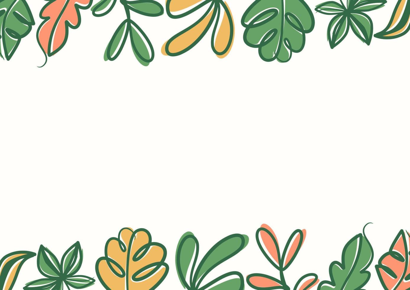 Botanical green floral leaves background with copy space for text vector