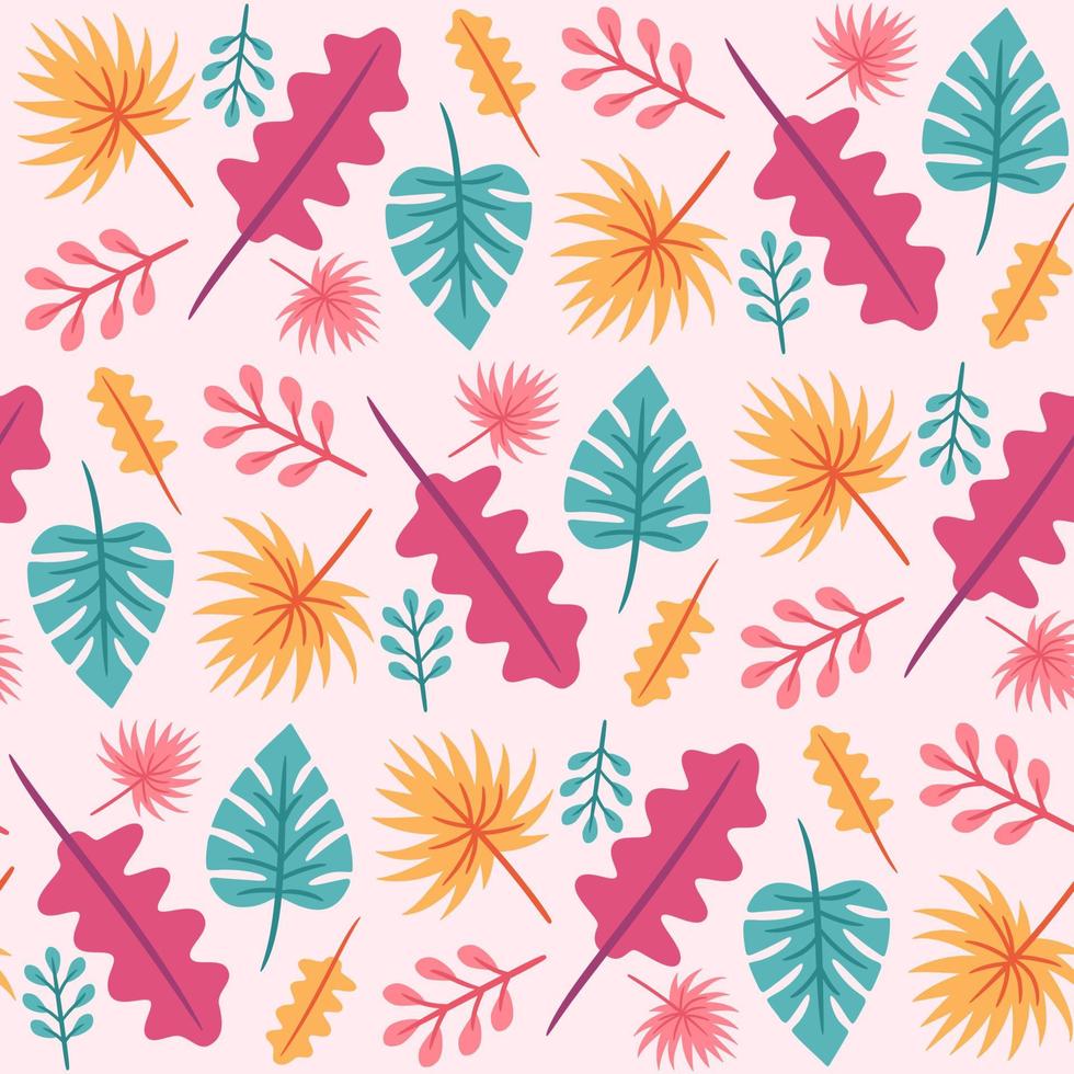 Tropical leaves botanical seamless pattern vector