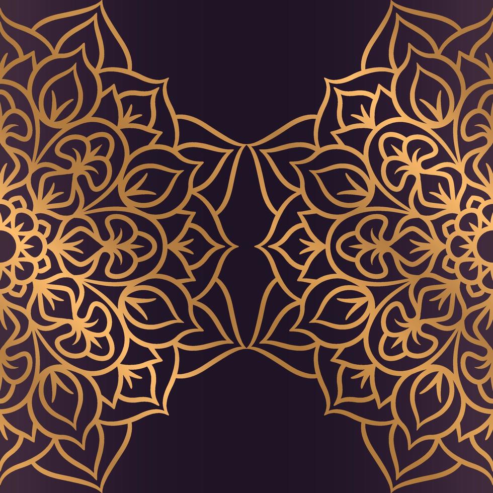 Fondo de mandala de lujo con arabescos dorados. vector