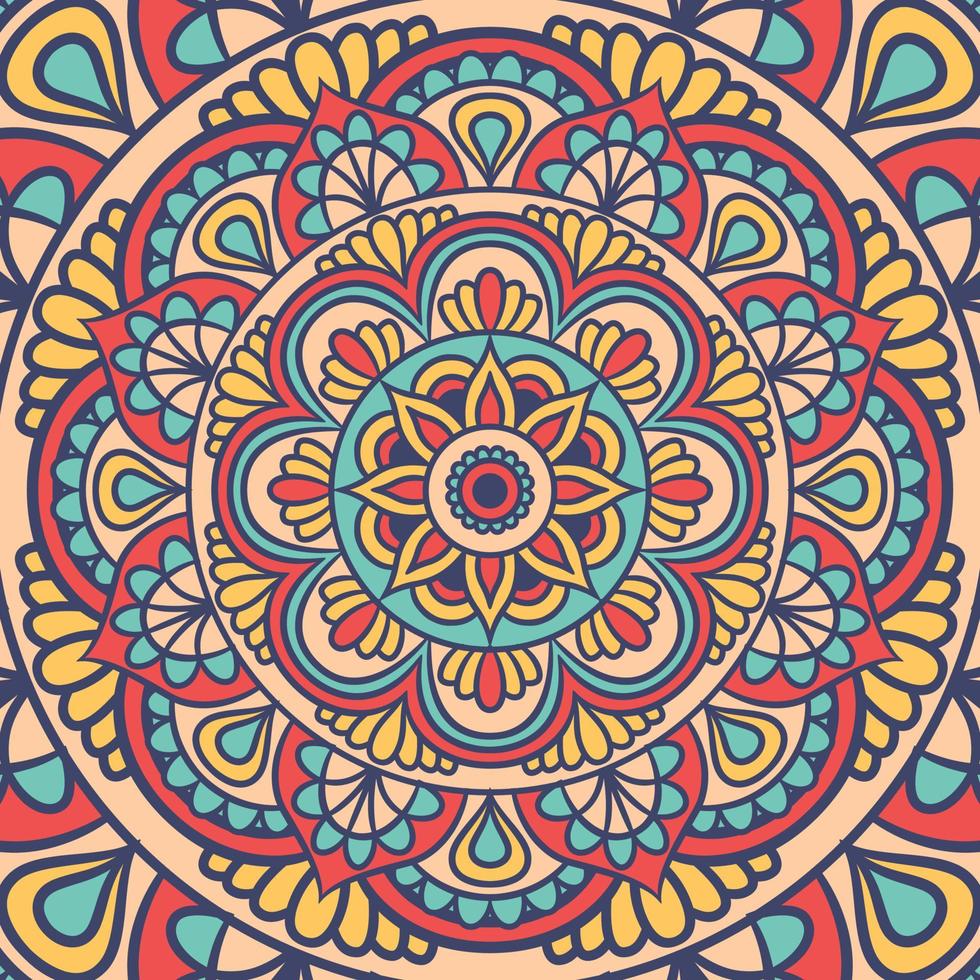 Ethnic Mandala Round Ornament Pattern With Colorful vector