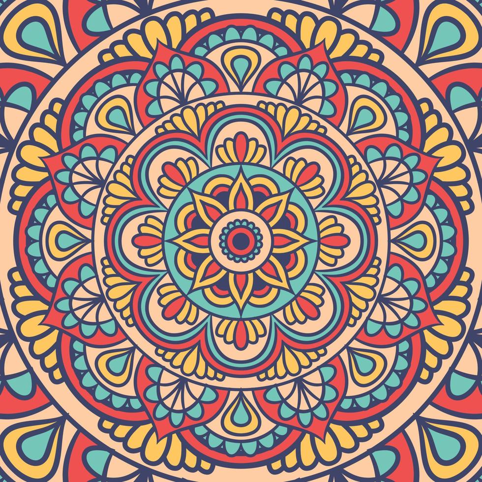 patrón de ornamento redondo de mandala étnico con colorido vector