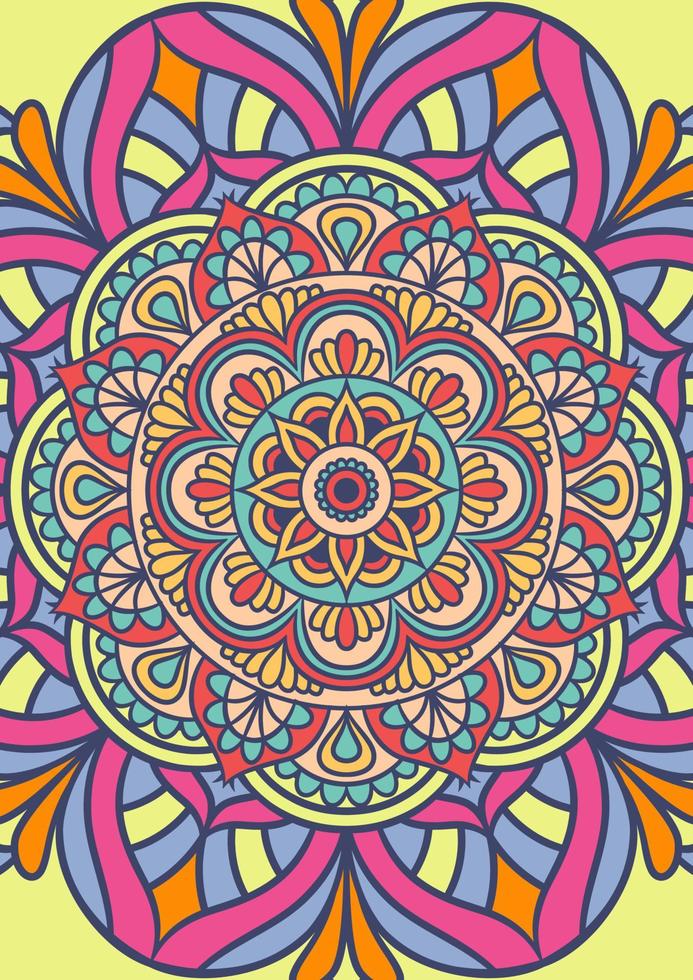 patrón de ornamento redondo de mandala étnico con colorido vector