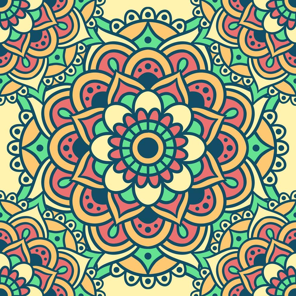 Mandala Round Ornament Seamless Pattern vector