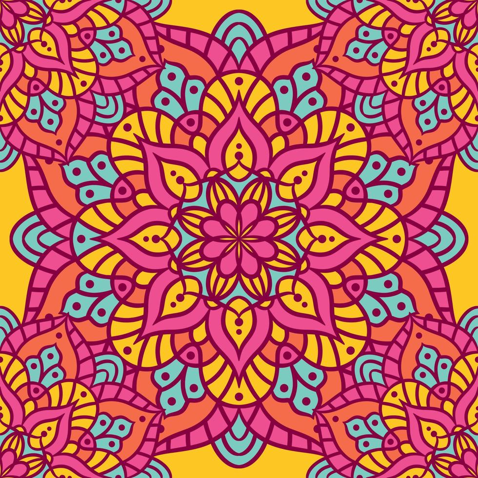 Mandala Round Ornament Seamless Pattern vector