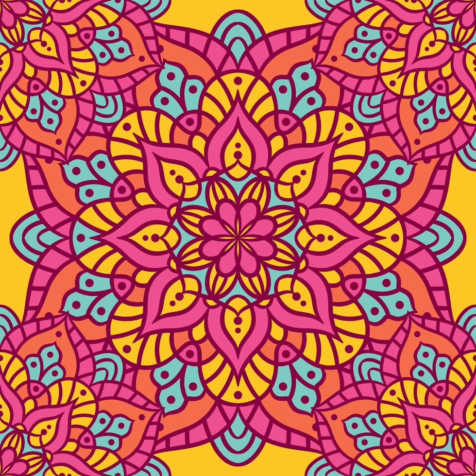 Mandala Round Ornament Seamless Pattern vector