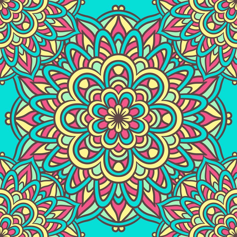Mandala Round Ornament Seamless Pattern vector