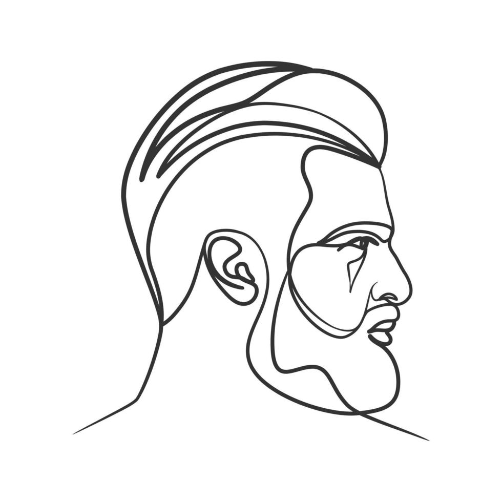 Continuous line art drawing of man face. Hand drawn minimalist style vector