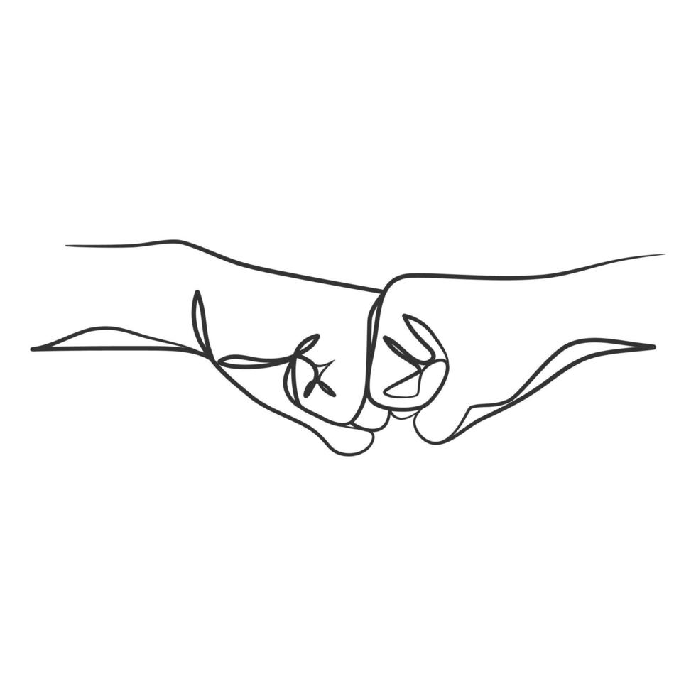 Continuous line art hand shake vector illustration. Business agreement vector