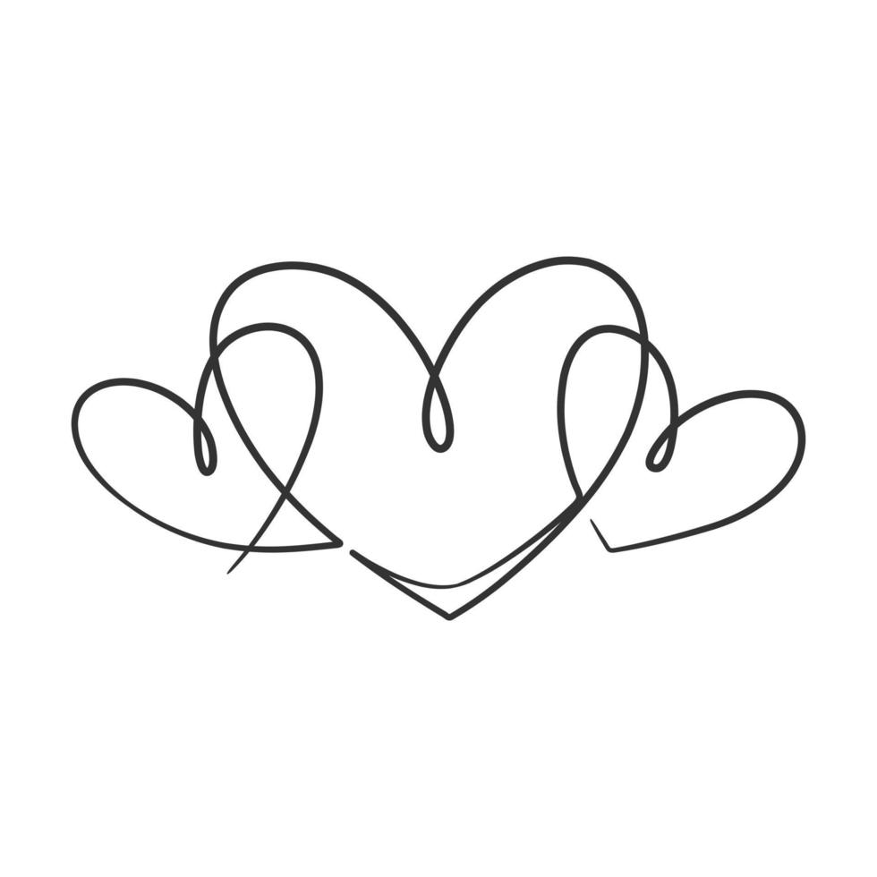 Continuous line drawing of love sign. Love heart one line drawing vector