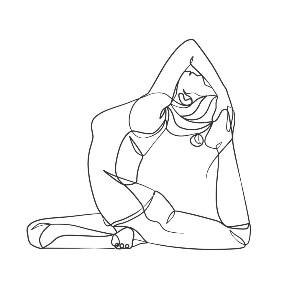 Yoga girl continuous line drawing minimalist design vector