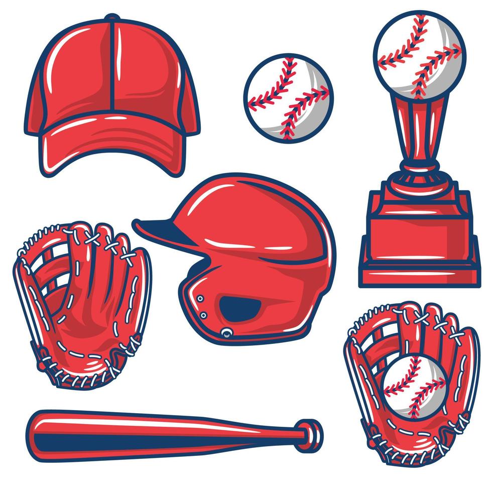 set of baseball equipment illustration vector