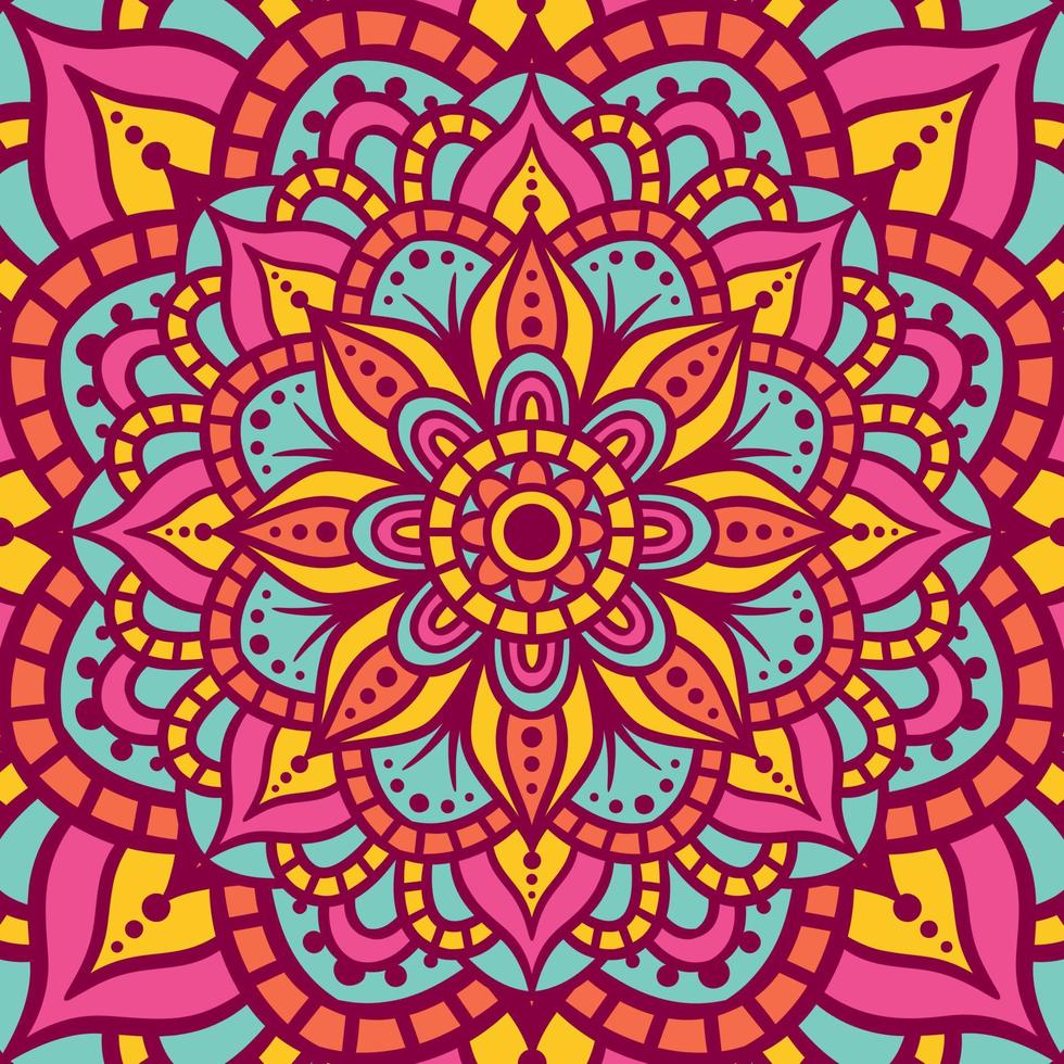 Ethnic Mandala Round Ornament Pattern With Colorful vector