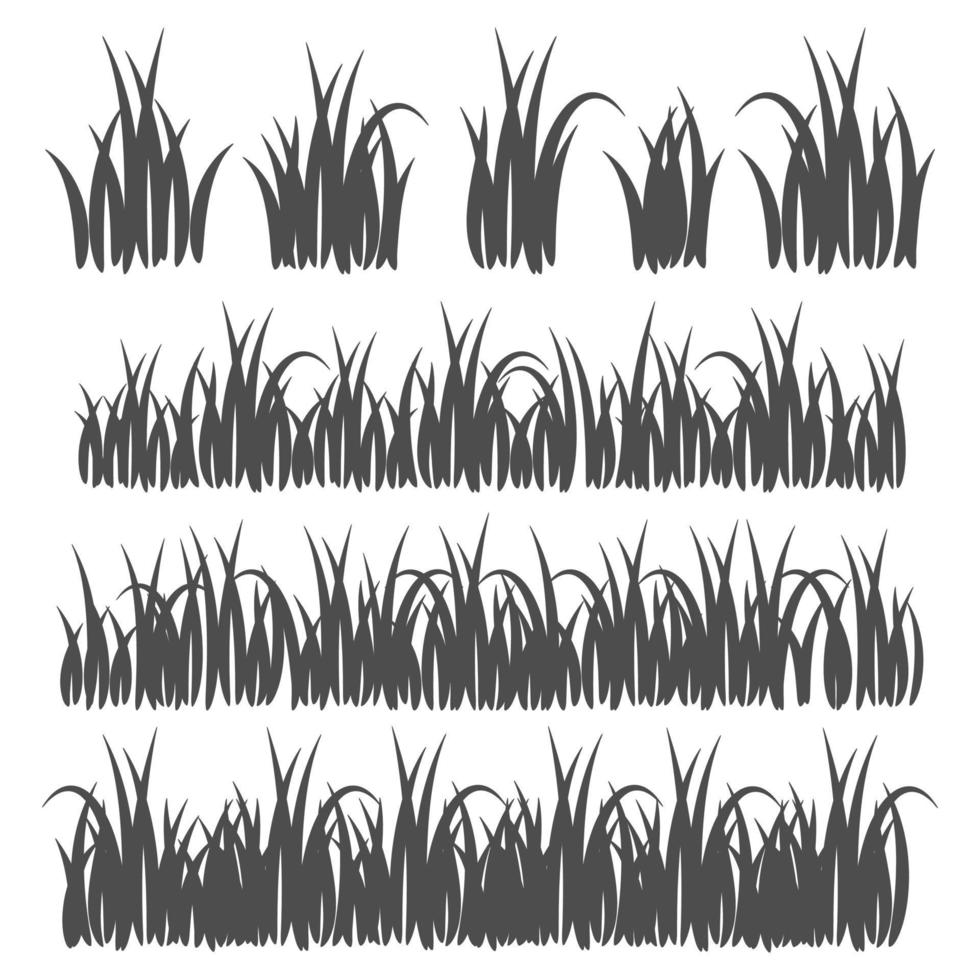 Set of grass silhouette isolated on white background vector