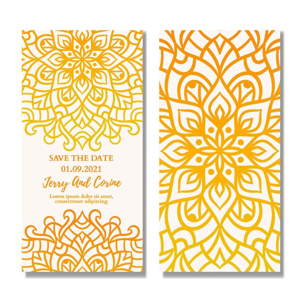 Vintage wedding invitation card with mandala gradient design vector