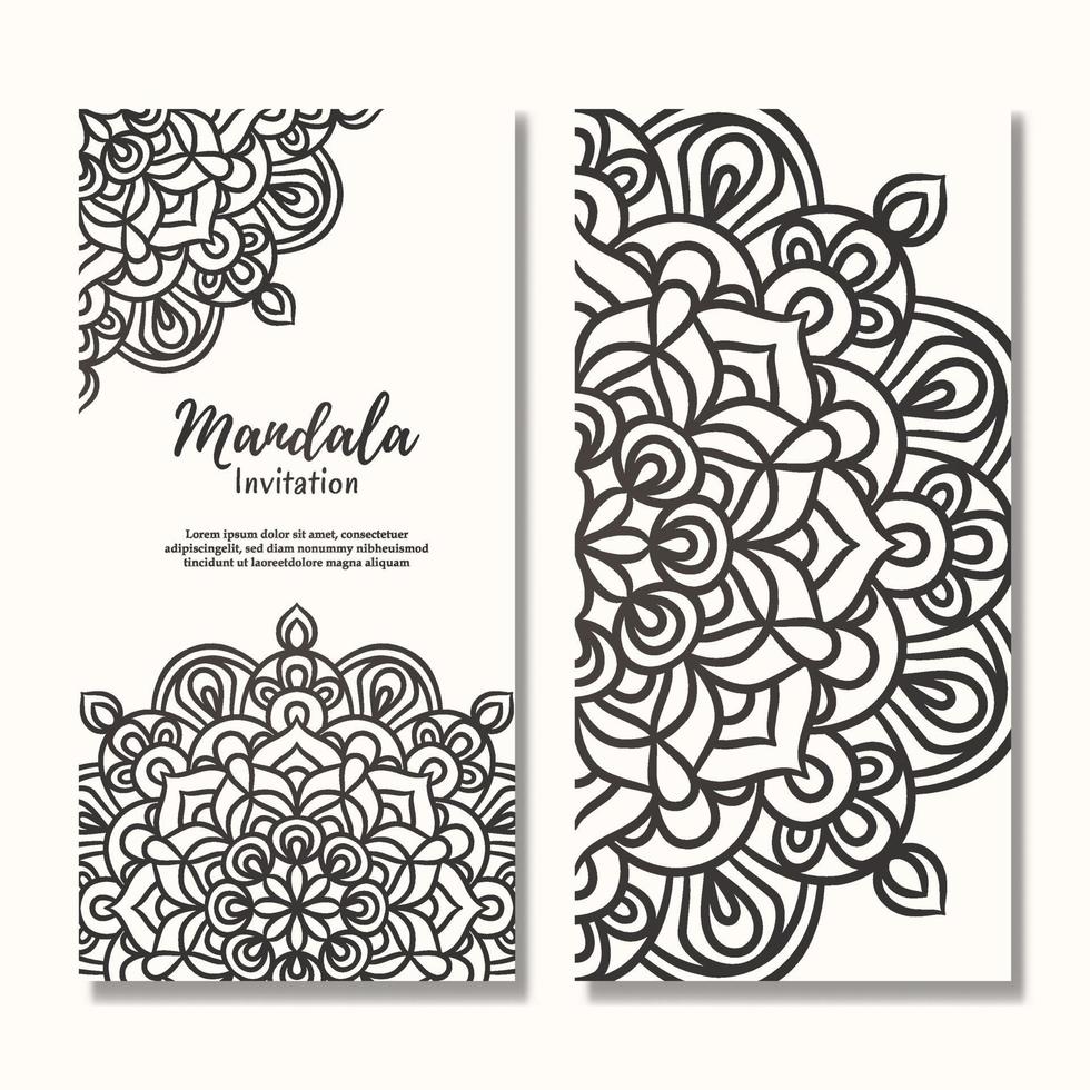 Vintage wedding invitation card with floral mandala design vector