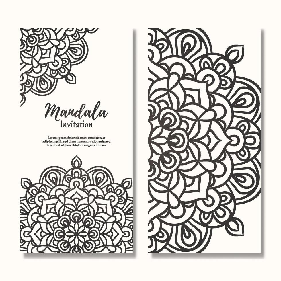 tarjeta de invitación de boda vintage con diseño de mandala floral vector