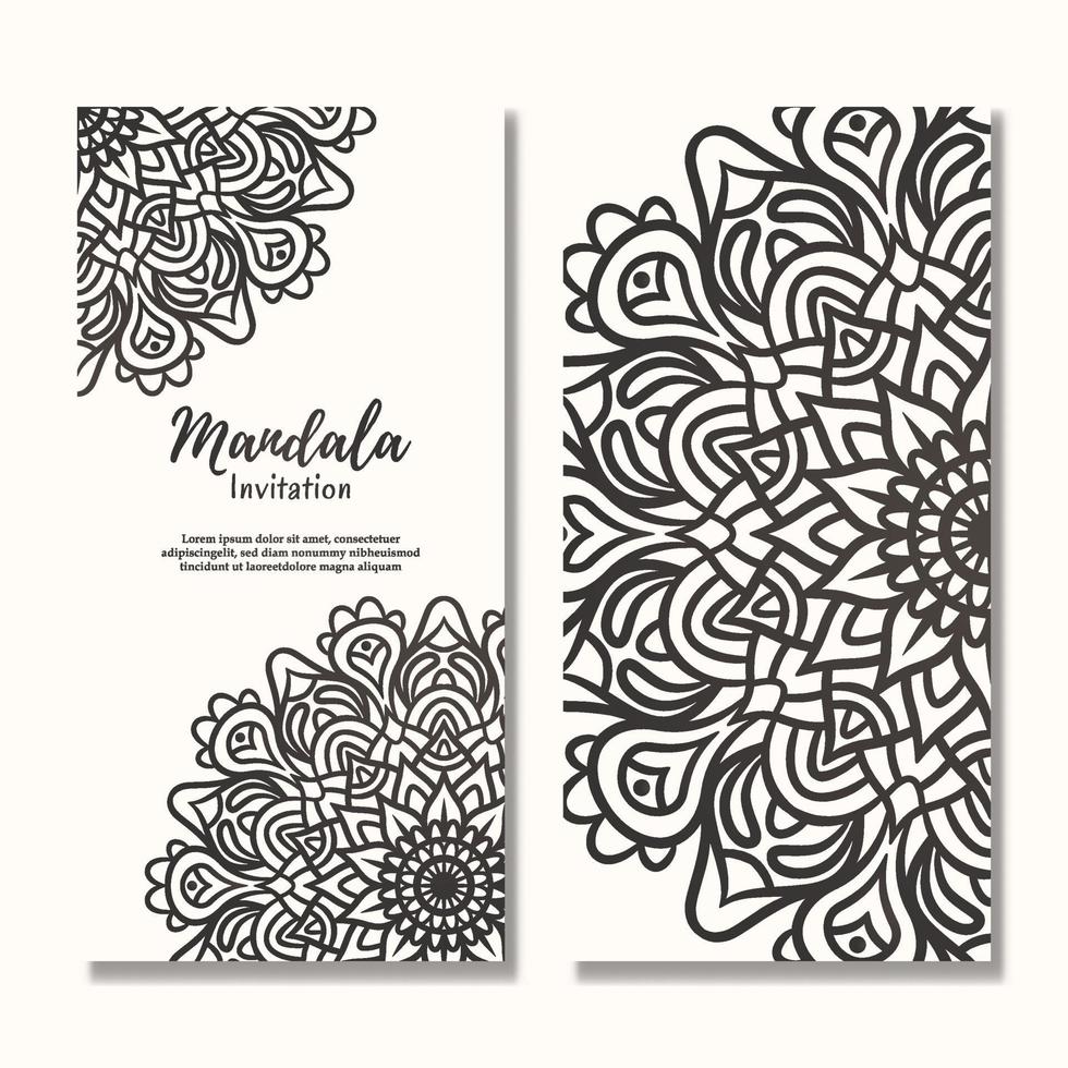 Vintage wedding invitation card with floral mandala design vector