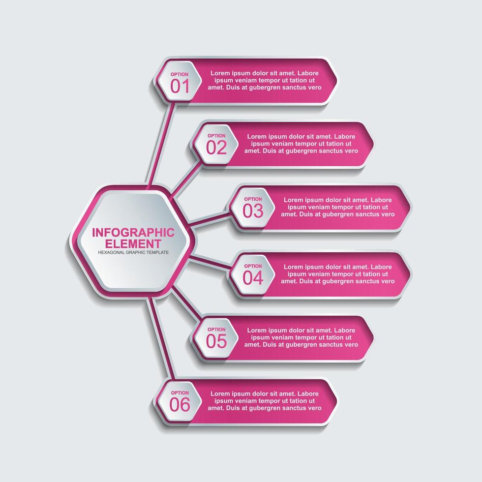 hexagon infographic element vector template