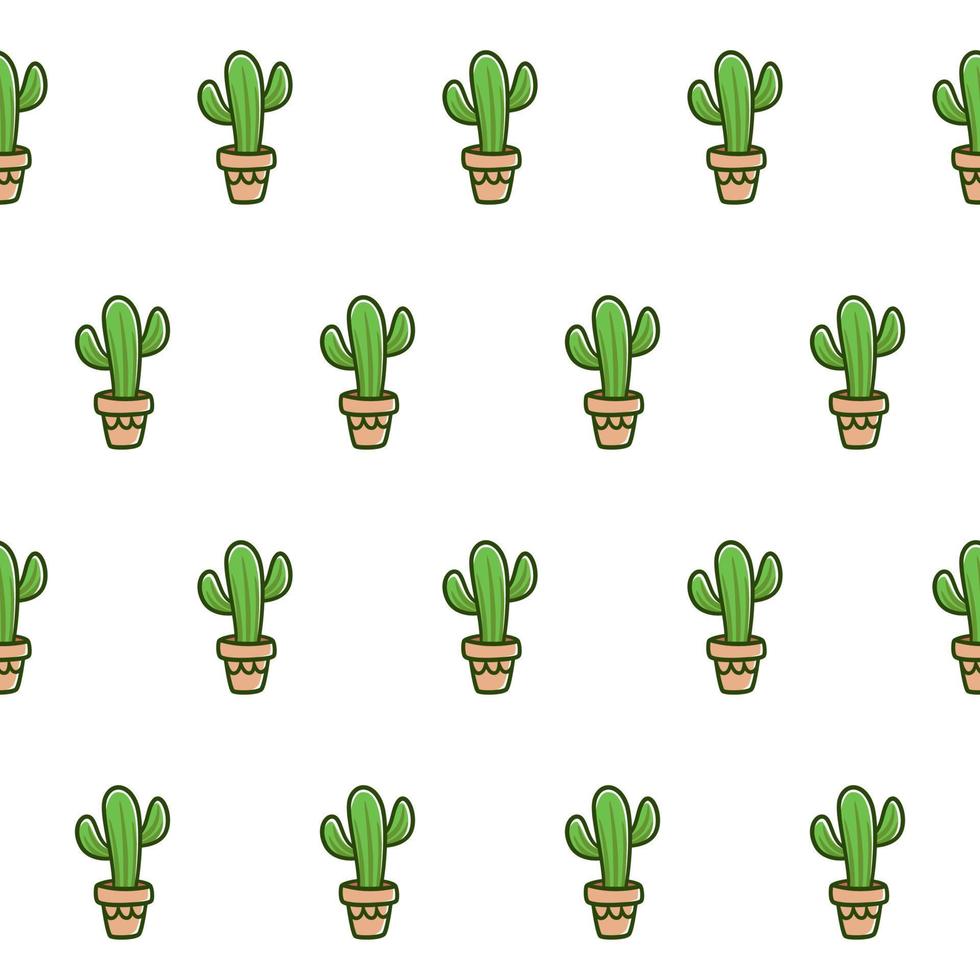 Cute cactus seamless vector pattern background