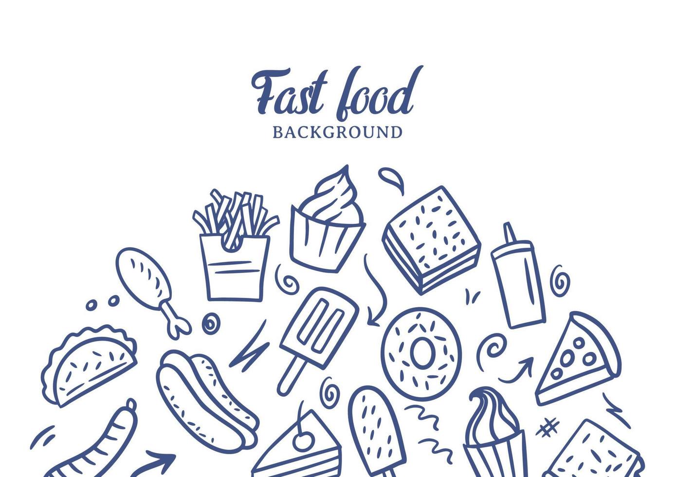 Fast food doodles vector background. Street food background