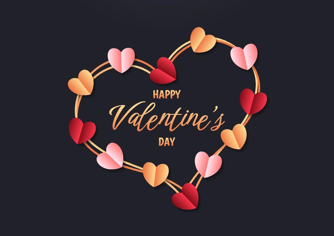 Happy valentine's day heart frame background vector