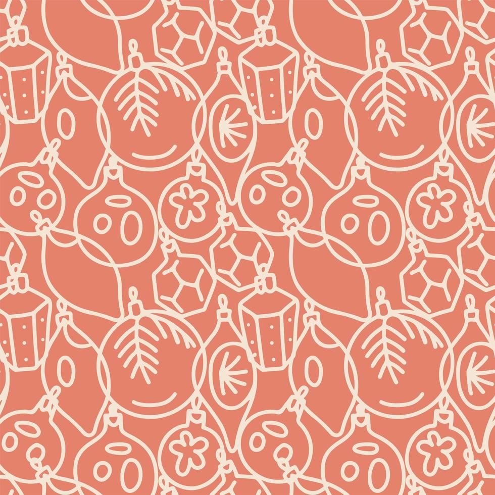 hermoso patrón monocromático sin costuras con bolas de Navidad. fondo lineal de invierno ornamentado. ilustración vectorial de línea. vector