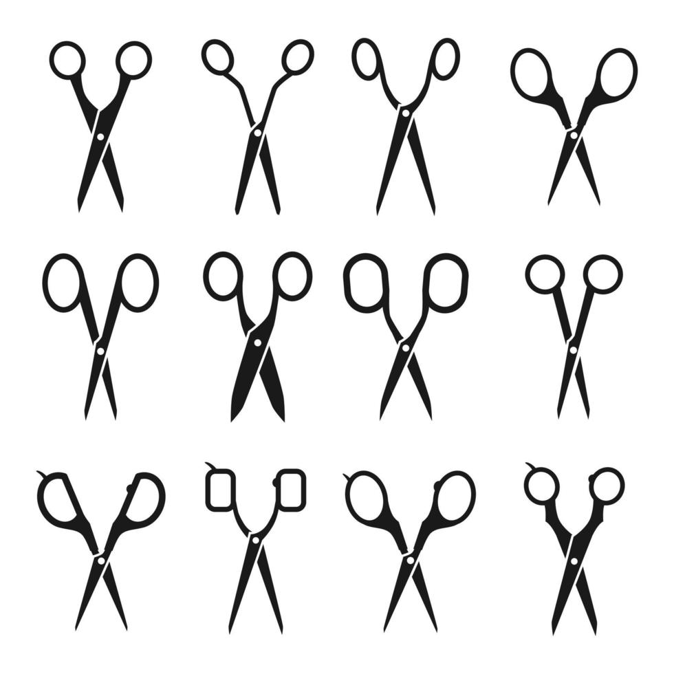 Silhouette scissors set vector illustration