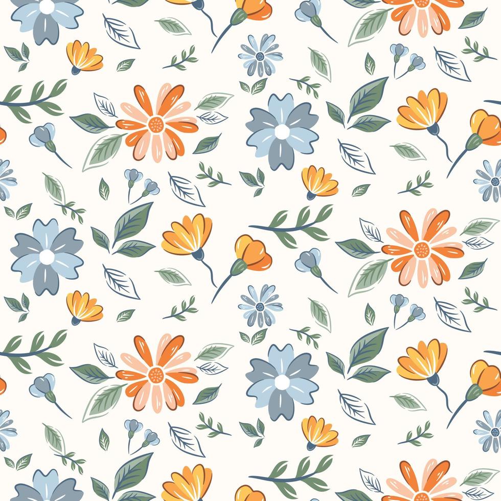 Abstract Floral Seamless Pattern With Hand Drawn vector