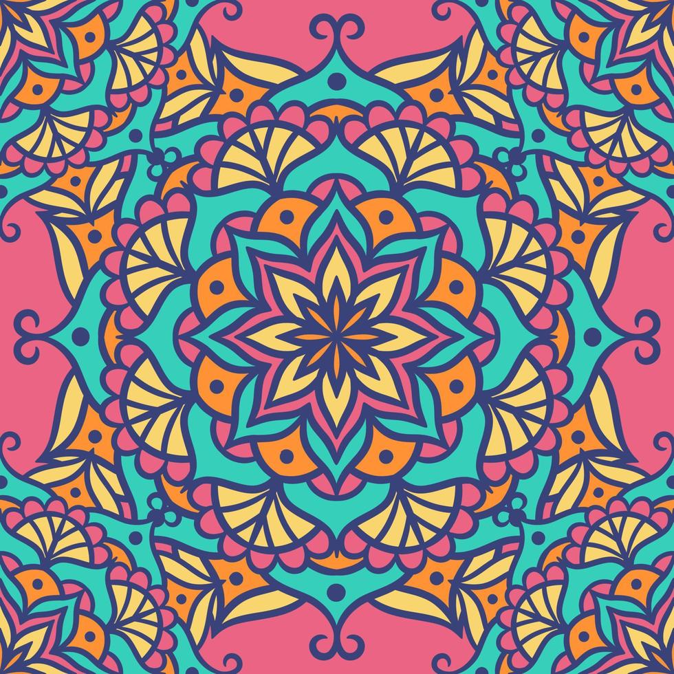 Mandala Round Ornament Seamless Pattern vector