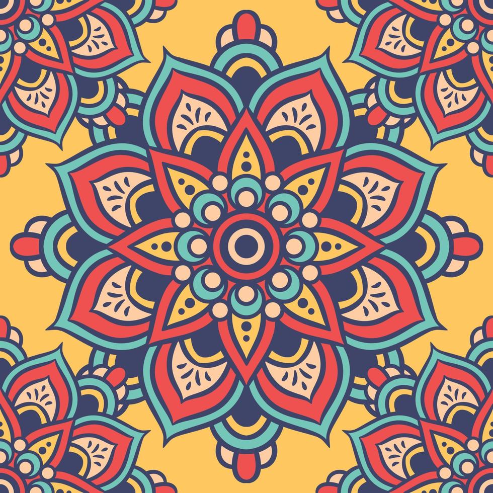 Mandala Round Ornament Seamless Pattern vector