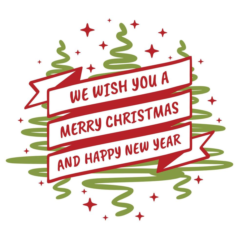 Merry christmas and happy new year lettering background vector