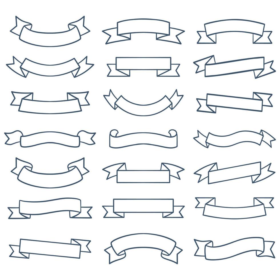 Hand drawn ribbon banner collection vector