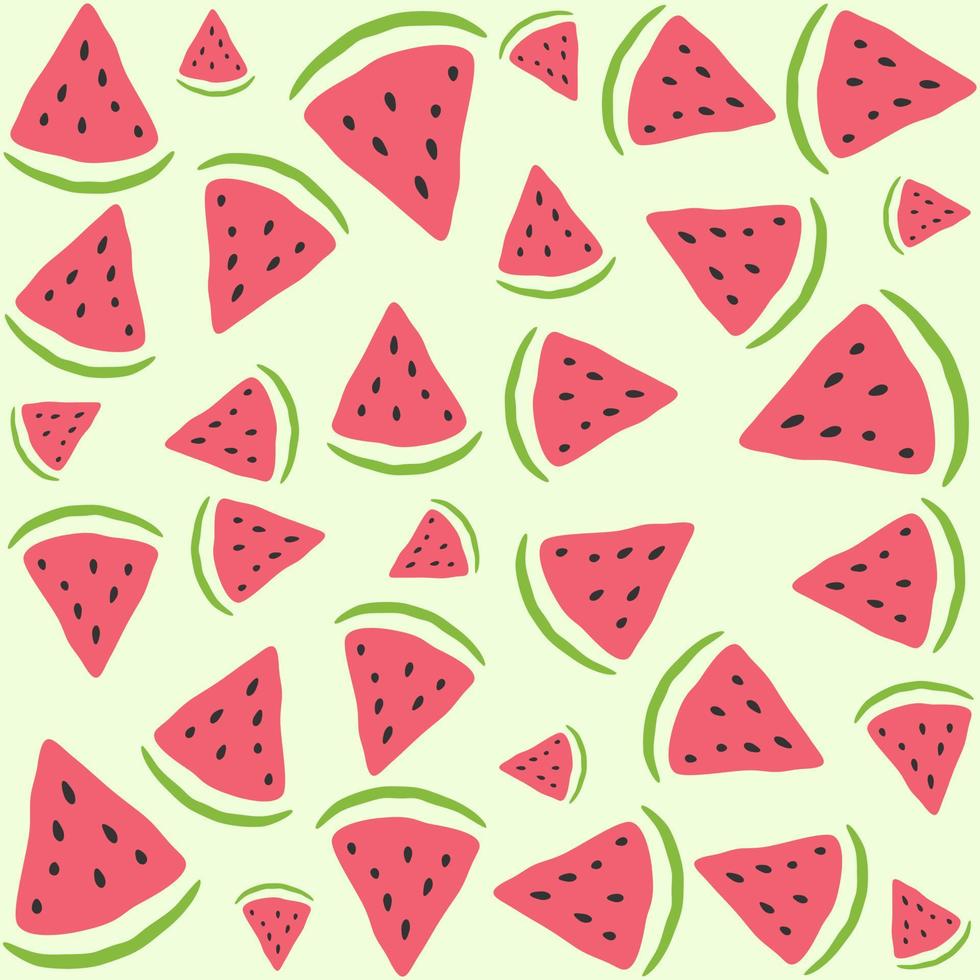Seamless pattern of red watermelon slices with seeds vector