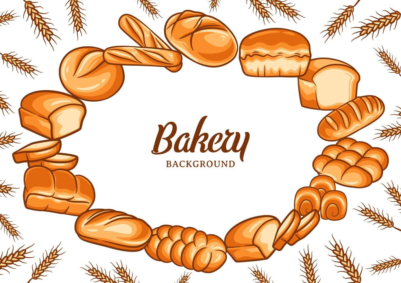 Bakery background with colorful bread vector illustration