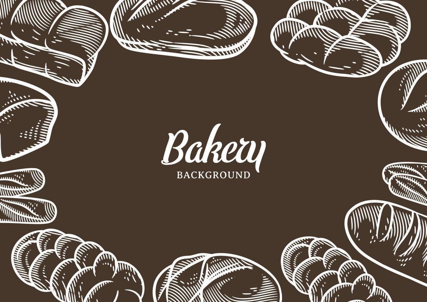 Vintage bakery background with sketched bread vector illustration