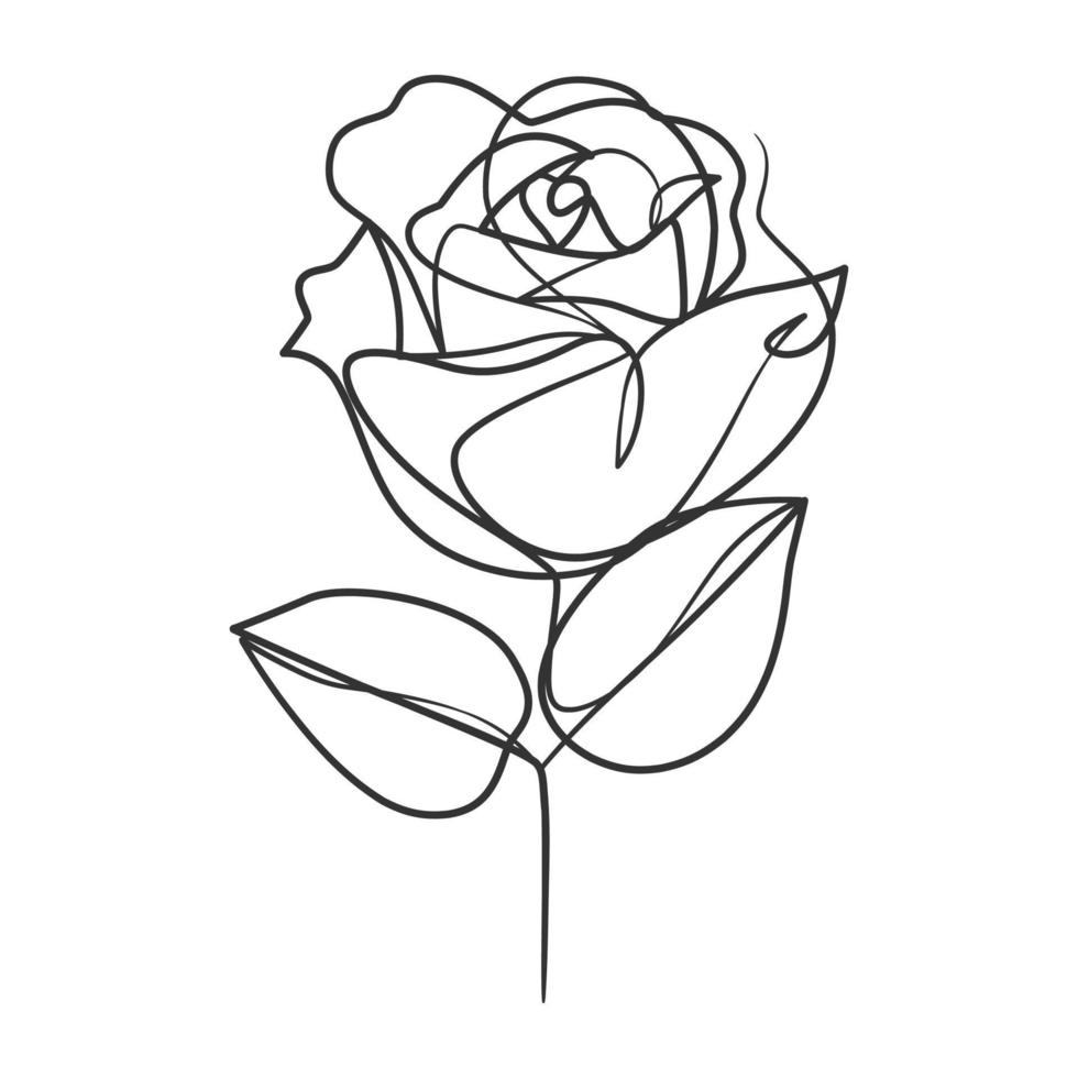 Continuous line drawing of simple flower illustration vector