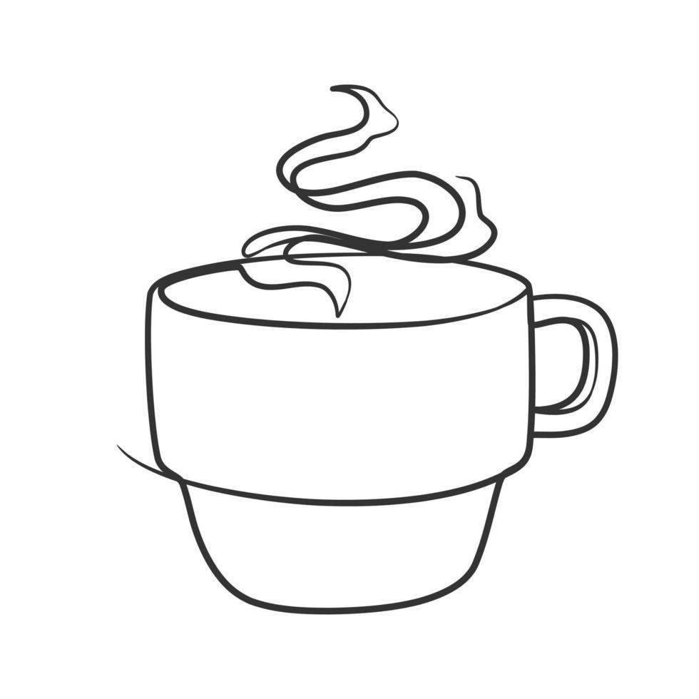 Continuous line drawing a cup of coffee or tea vector