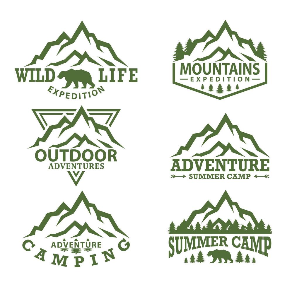 Collection of vintage explorer, wildlife, adventure, outdoor, camping emblem vector