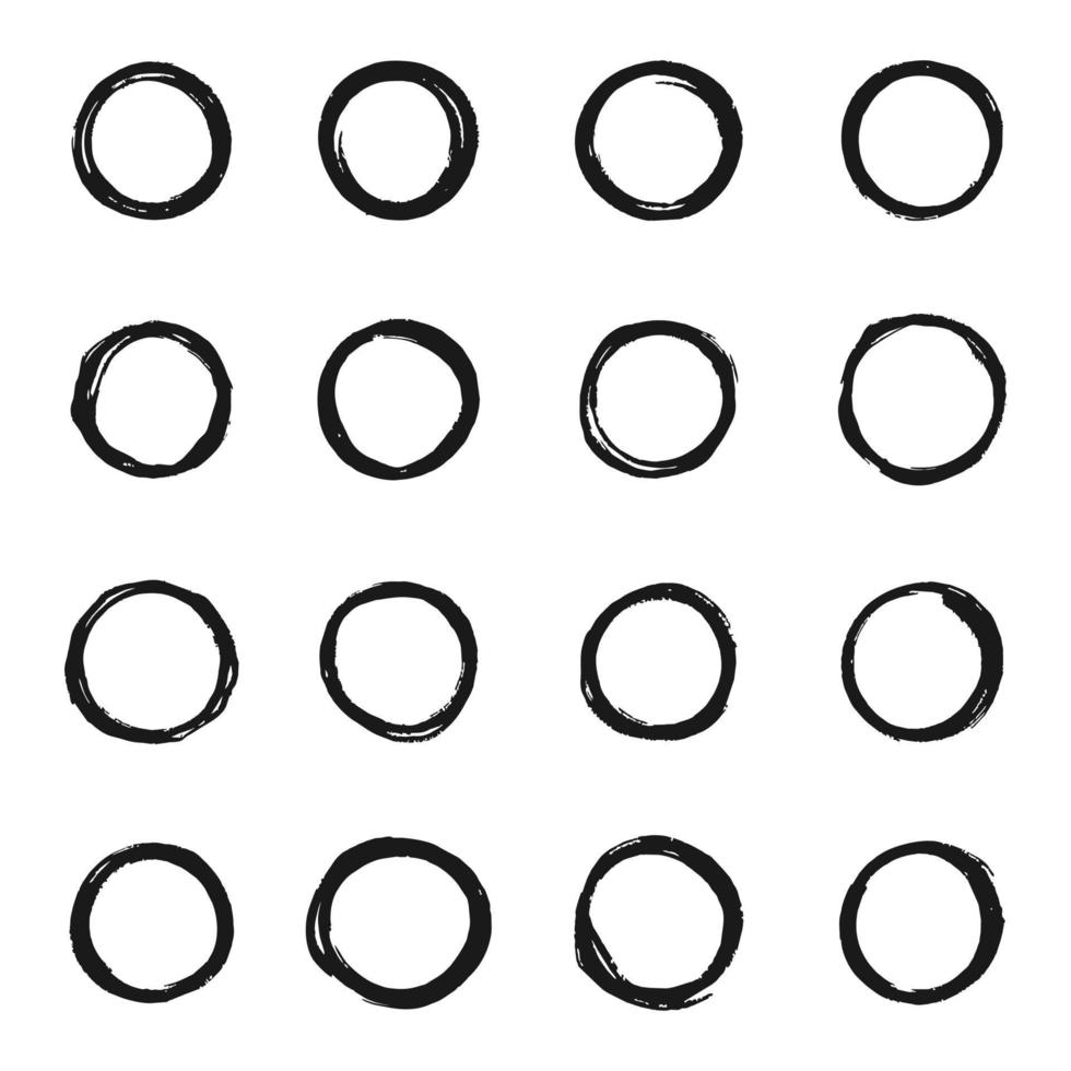 Set of black grunge circles shapes, Grunge Circle Collection vector