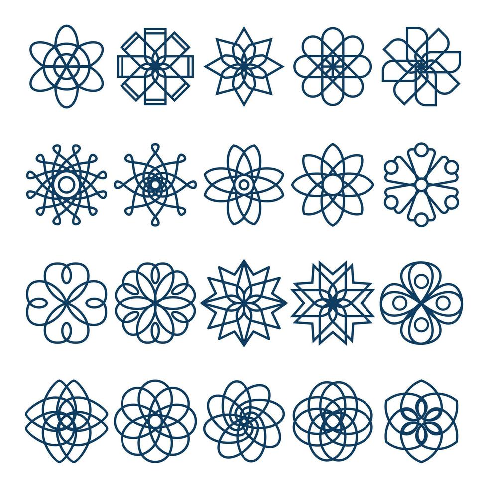 Set of Geometric Flower Icon vector