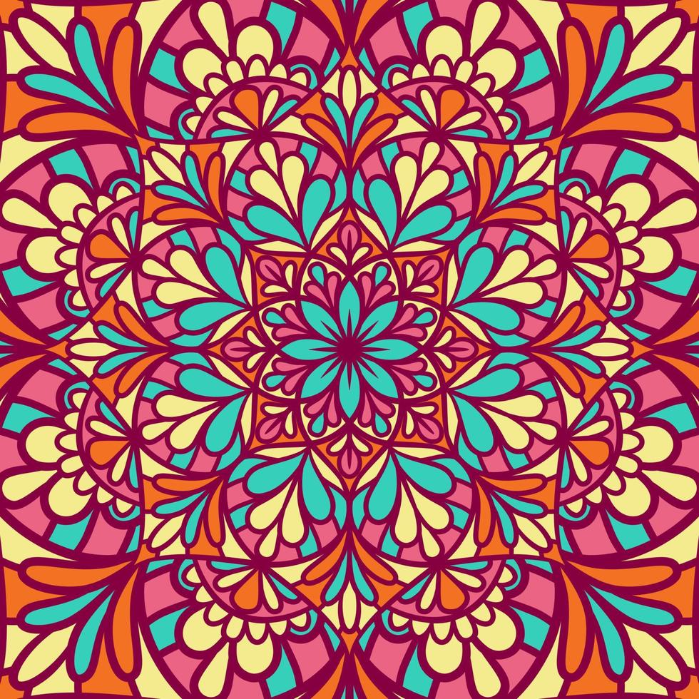 patrón de ornamento redondo de mandala étnico con colorido vector